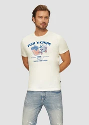 s.Oliver Kurzarmshirt mit Frontprint Artwork Gelb/Hellblau/Creme/Rot