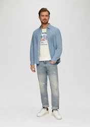 s.Oliver Kurzarmshirt mit Frontprint Artwork Gelb/Hellblau/Creme/Rot