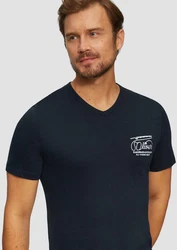 s.Oliver Kurzarmshirt T-Shirt mit Logostickerei Dunkelblau/Grau/Blau/Hellblau