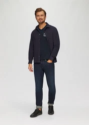 s.Oliver Kurzarmshirt T-Shirt mit Logostickerei Dunkelblau/Grau/Blau/Hellblau