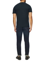 s.Oliver Kurzarmshirt T-Shirt mit Logostickerei Dunkelblau/Grau/Blau/Hellblau