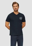 s.Oliver Kurzarmshirt T-Shirt mit Logostickerei Dunkelblau/Grau/Blau/Hellblau