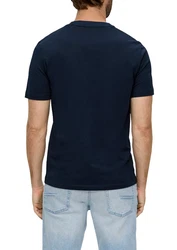 s.Oliver Kurzarmshirt T-Shirt mit Crew Neck und Frontprint Artwork Dunkelblau/Blau/Türkis/Grün