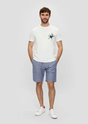 s.Oliver Kurzarmshirt T-Shirt mit Crew Neck und Frontprint Artwork Weiß/Creme