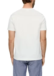 s.Oliver Kurzarmshirt T-Shirt mit Crew Neck und Frontprint Artwork Weiß/Creme