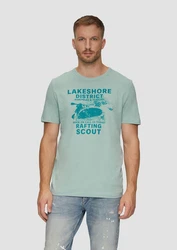 s.Oliver Kurzarmshirt mit Frontprint Artwork Grün/Türkis