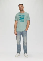 s.Oliver Kurzarmshirt mit Frontprint Artwork Grün/Türkis