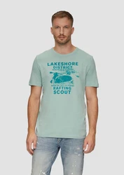 s.Oliver Kurzarmshirt mit Frontprint Artwork Grün/Türkis