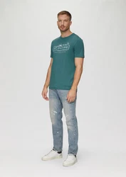 s.Oliver Kurzarmshirt mit Frontprint Artwork Dunkelgrün/Grün/Türkis