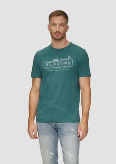 s.Oliver Kurzarmshirt mit Frontprint Artwork Dunkelgrün/Grün/Türkis