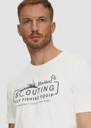 s.Oliver Kurzarmshirt mit Frontprint Artwork Weiß/Creme/Rot/Khaki