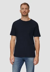 s.Oliver Kurzarmshirt T-Shirt mit Brusttasche Logo Dunkelblau