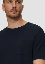s.Oliver Kurzarmshirt T-Shirt mit Brusttasche Logo Dunkelblau