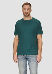 s.Oliver Kurzarmshirt T-Shirt mit Brusttasche Logo Türkis/Grün/Dunkelgrün