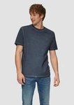 QS Kurzarmshirt Rundhalsausschnitt Garment Dye Dunkelblau/Grau/Blau