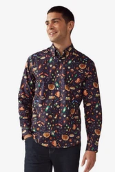 Next Langarmhemd mit Weihnachts-Print Rot/Dunkelblau/Lila/Blau/Mischfarben