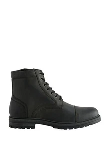 Next Lederstiefel mit Zehenkappe Schnürstiefelette Schwarz