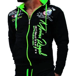 Jaylvis Collegejacke Herren Sweatjacke Sportjacke Joggingjacke mit Kapuze Marine/Royal