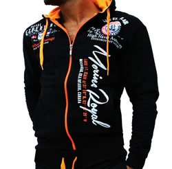 Jaylvis Collegejacke Herren Sweatjacke Sportjacke Joggingjacke mit Kapuze Marine/Royal