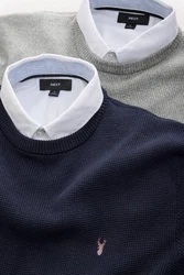 Next 2-in-1 Pullover im Lagenlook mit Hemdeinsatz Dunkelblau/Grau