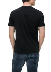 QS Kurzarmshirt T-Shirt mit Frontprint Schwarz/Lila/Creme/Hellblau
