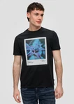 QS Kurzarmshirt T-Shirt mit Frontprint Schwarz/Lila/Creme/Hellblau