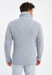 Leif Nelson Herren Strickjacke Schalkragen Slim Fit Winter-Freizeit-Jacke Moderne Männer Pulli Grobstrick Sweatjacke Langarm Hoodie-Pullover Grau/Blau/Hellblau