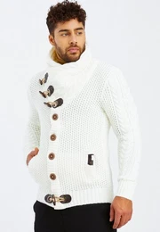 Strickjacke mit Schalkragen Grobstrick