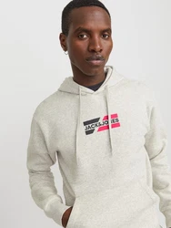 Jack & Jones Hoodie JJECORP GRAPHIC SWEAT HOOD Khaki/Weiß/Beige/Grau/Creme