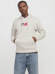 Jack & Jones Hoodie JJECORP GRAPHIC SWEAT HOOD Khaki/Weiß/Beige/Grau/Creme