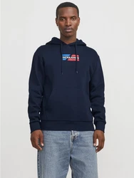 Jack & Jones Hoodie JJECORP GRAPHIC SWEAT HOOD Dunkelblau/Blau/Hellblau