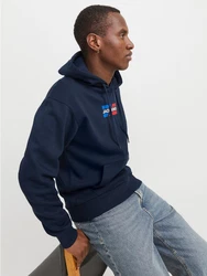 Jack & Jones Hoodie JJECORP GRAPHIC SWEAT HOOD Dunkelblau/Blau/Hellblau