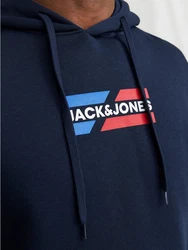 Jack & Jones Hoodie JJECORP GRAPHIC SWEAT HOOD Dunkelblau/Blau/Hellblau