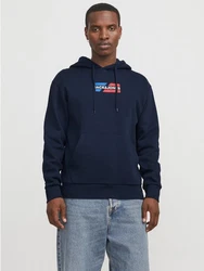 Jack & Jones Hoodie JJECORP GRAPHIC SWEAT HOOD Dunkelblau/Blau/Hellblau