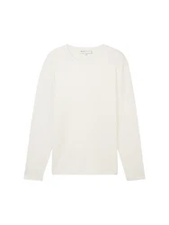 TOM TAILOR Strickpullover Longsleeve Rundhalspullover Weiß/Creme/Beige/Khaki