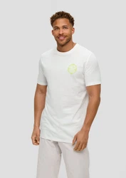 s.Oliver Kurzarmshirt mit Frontprint Artwork Weiß/Gelb/Creme