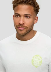 s.Oliver Kurzarmshirt mit Frontprint Artwork Weiß/Gelb/Creme