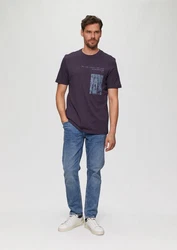 s.Oliver Kurzarmshirt Printshirt Dunkelblau/Fliederfarben/Lila/Dunkelrot