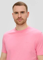 s.Oliver Kurzarmshirt T-Shirt mit kleinem Logo-Print Rosa