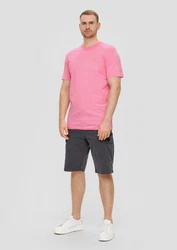 s.Oliver Kurzarmshirt T-Shirt mit kleinem Logo-Print Rosa
