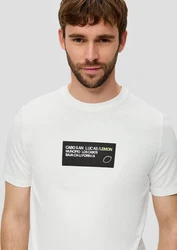 s.Oliver Kurzarmshirt T-Shirt Artwork Weiß/Creme