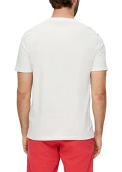 s.Oliver Kurzarmshirt T-Shirt Artwork Weiß/Creme