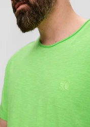 s.Oliver Kurzarmshirt T-Shirt mit Logo-Print Grün/Neonfarben