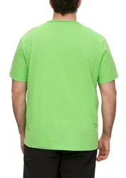 s.Oliver Kurzarmshirt T-Shirt mit Logo-Print Grün/Neonfarben