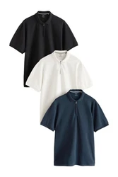 Next Poloshirt Strukturiertes Polo-Shirt Dunkelblau/Blau