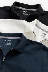 Next Poloshirt Strukturiertes Polo-Shirt Dunkelblau/Blau
