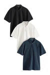 Next Poloshirt Strukturiertes Polo-Shirt Dunkelblau/Blau