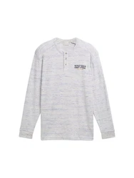 TOM TAILOR Kurzarmshirt Henley-Shirt Regular Fit Grau/Khaki/Weiß/Creme