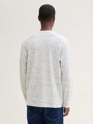TOM TAILOR Kurzarmshirt Henley-Shirt Regular Fit Grau/Khaki/Weiß/Creme