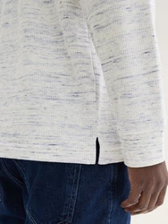 TOM TAILOR Kurzarmshirt Henley-Shirt Regular Fit Grau/Khaki/Weiß/Creme